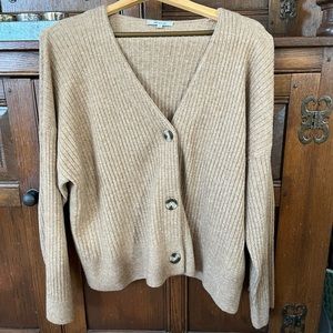 Madewell Cameron Ribbed Cardigan Sweater Heather Ash Tan Size XL worn twice!